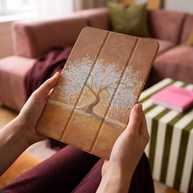 iPad-Hülle - Abstrakt - Baum - Weiß - Blätter — 4