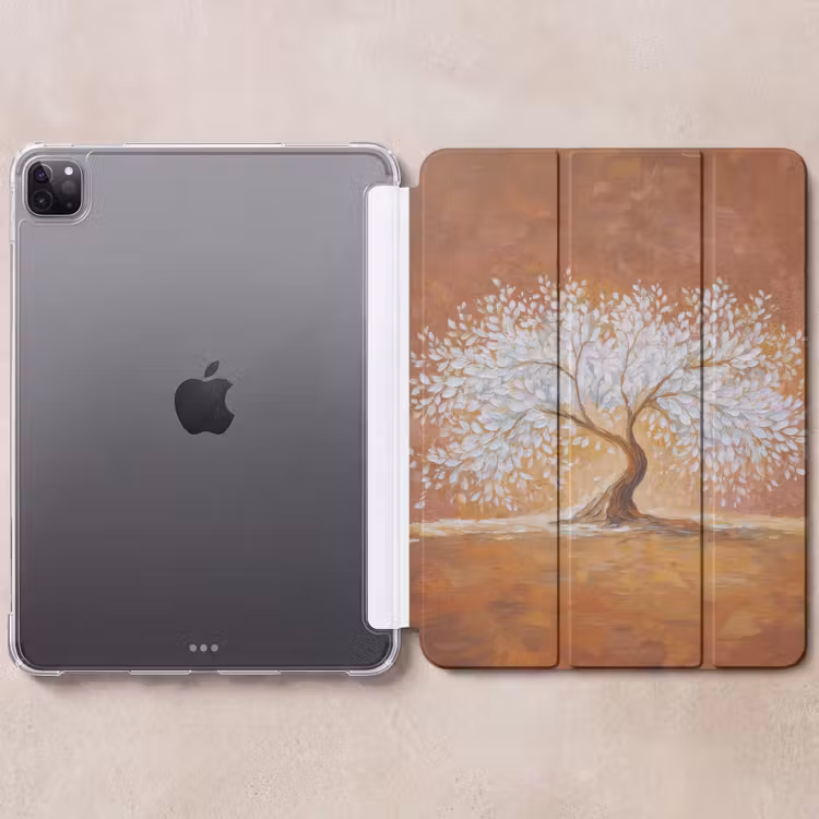 iPad-Hülle - Abstrakt - Baum - Weiß - Blätter — 6