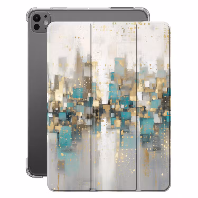 iPad-Hülle - Abstrakt - Blöcke - Gold - Skyline — 1