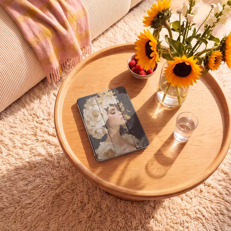 iPad-Hülle - Abstrakt - Frau - Blumen - Weiß — 2