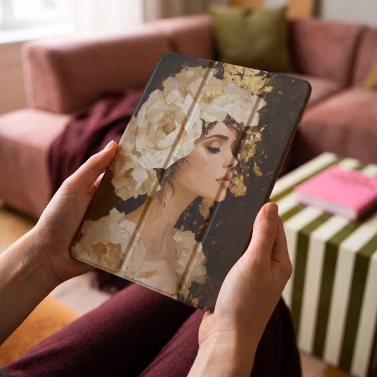 iPad-Hülle - Abstrakt - Frau - Blumen - Weiß — 4