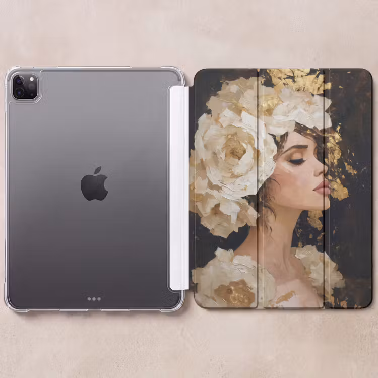 iPad-Hülle - Abstrakt - Frau - Blumen - Weiß — 6