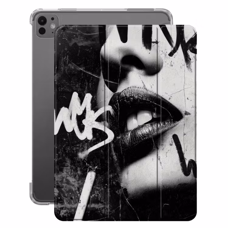 iPad-Hülle - Gesicht - Mund - Graffiti - Schwarz — 1