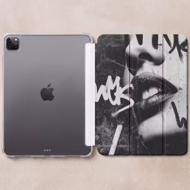 iPad-Hülle - Gesicht - Mund - Graffiti - Schwarz — 6