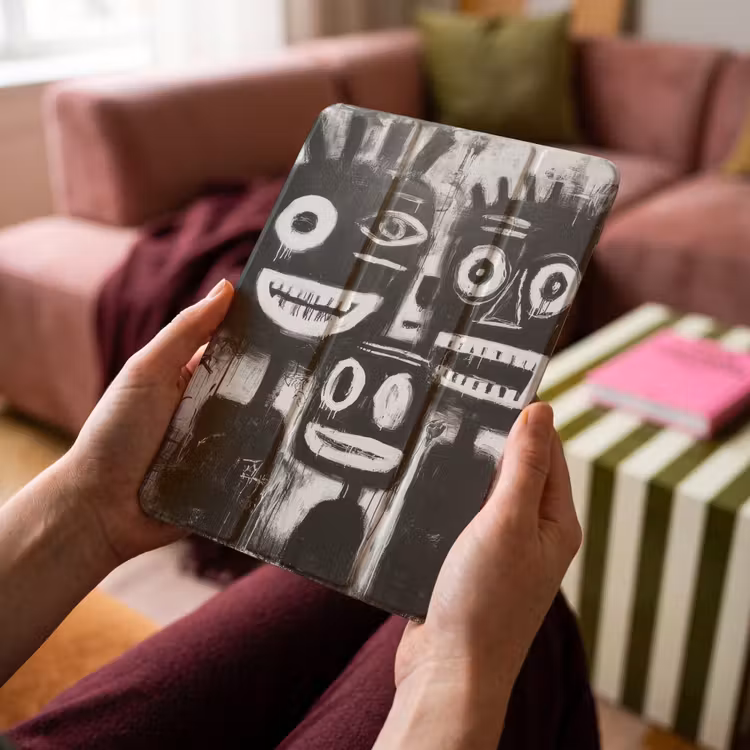iPad-Hülle - Malerei - Figuren - Schwarz - Abstrakt — 4