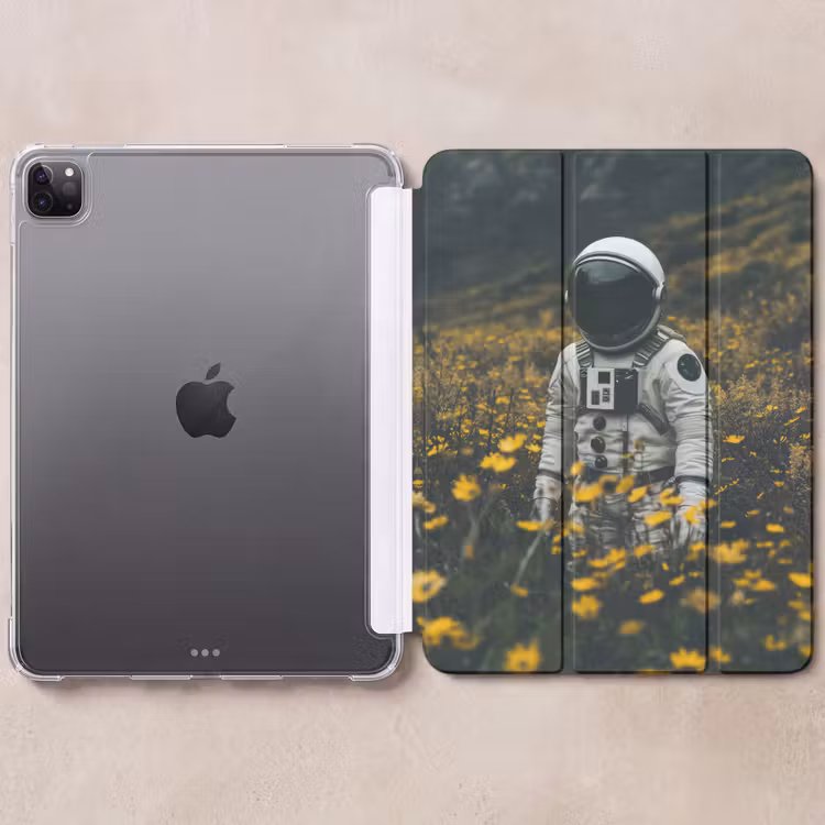 iPad-Hülle - Astronaut - Blumen - Feld - Gelb — 6