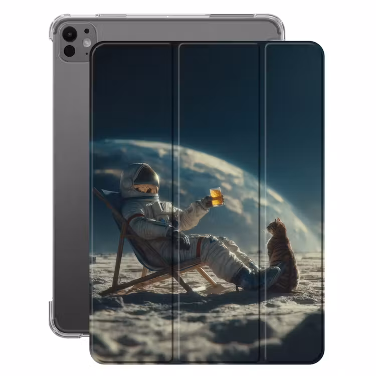 iPad-Hülle - Astronaut - Katze - Glas - Stuhl — 1