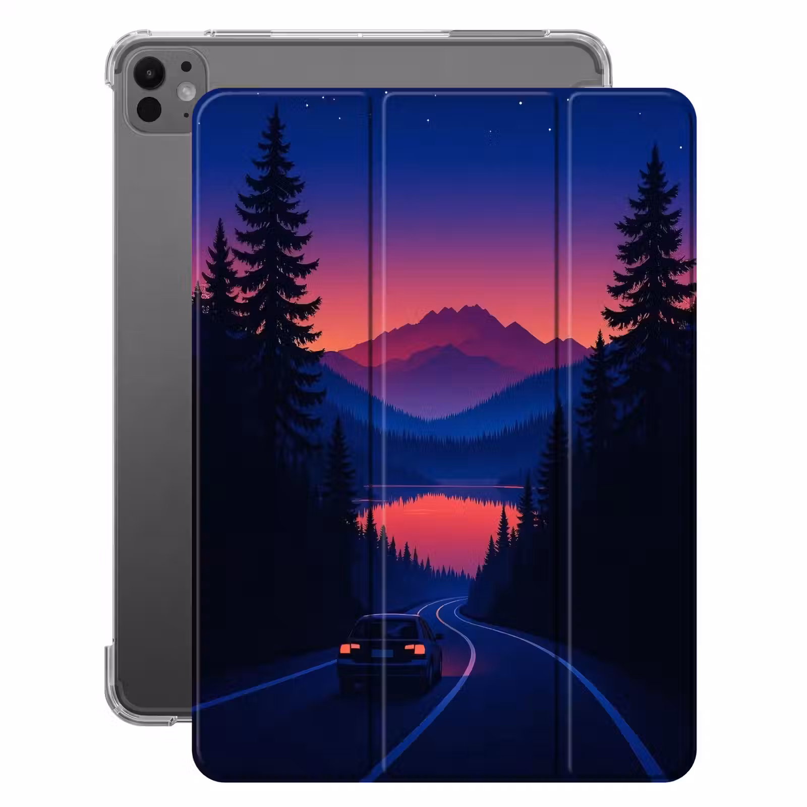 iPad-Hülle - Auto - Dunkle Kiefern - Sonnenuntergang — 1