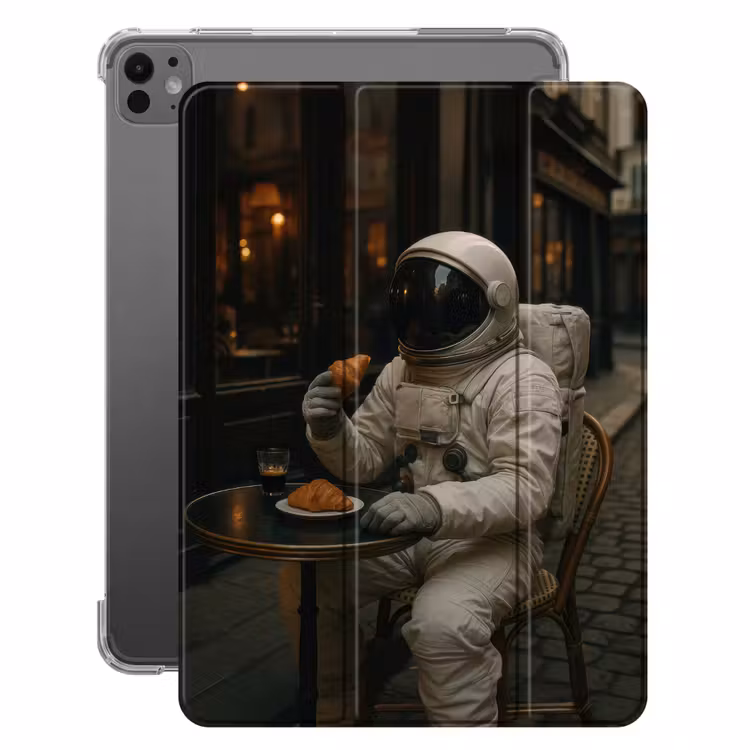 iPad-Hülle - Café - Croissant - Kaffee - Astronaut — 1