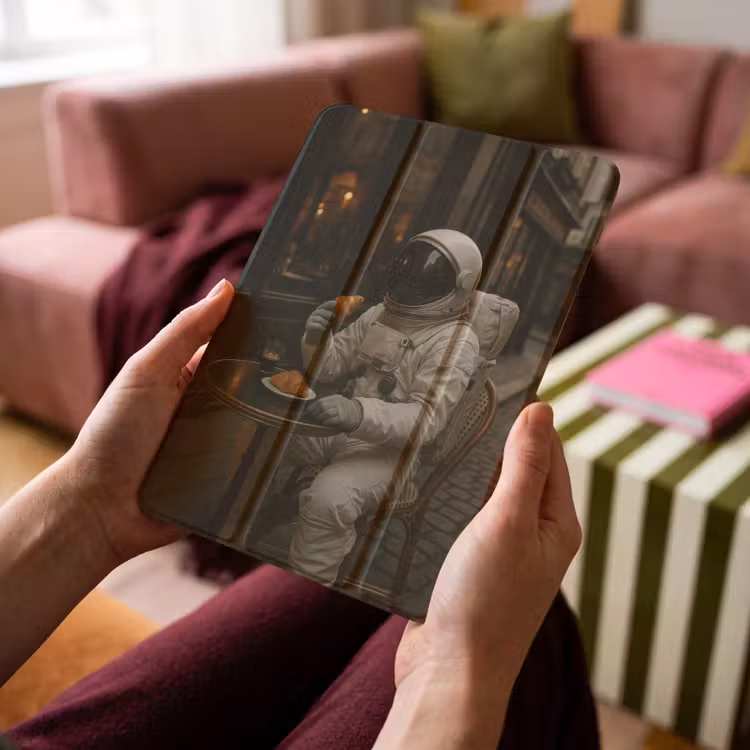 iPad-Hülle - Café - Croissant - Kaffee - Astronaut — 4