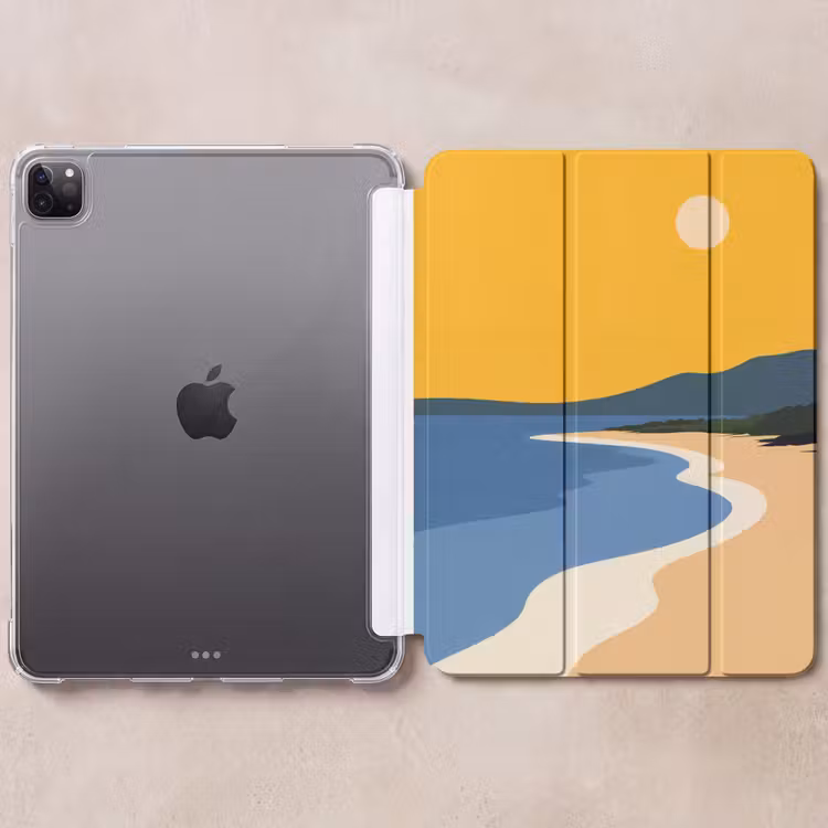iPad-Hülle - Küstenlinie - Orangefarbener Himmel - Vegetation — 6