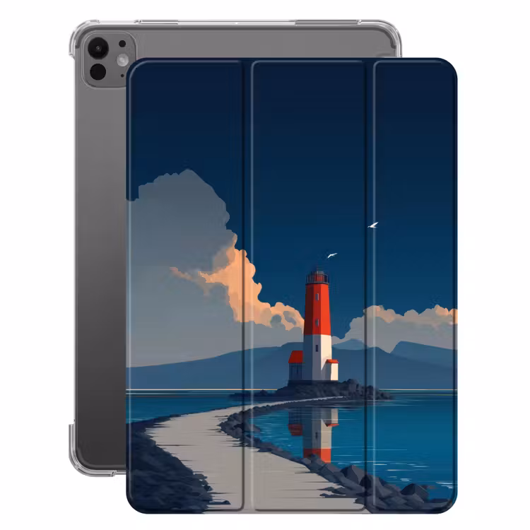 iPad-Hülle - Leuchtturm - Meer - Wolken — 1