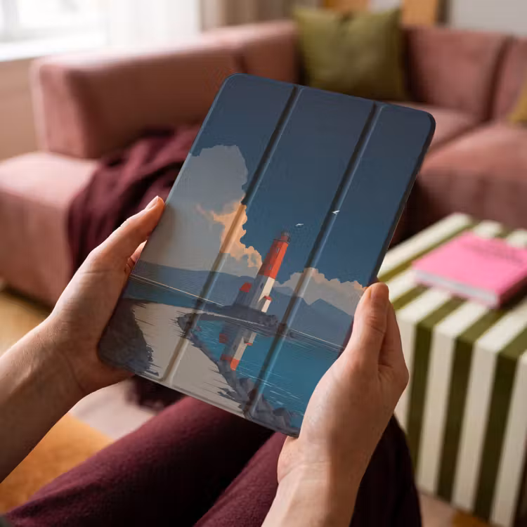 iPad-Hülle - Leuchtturm - Meer - Wolken — 4