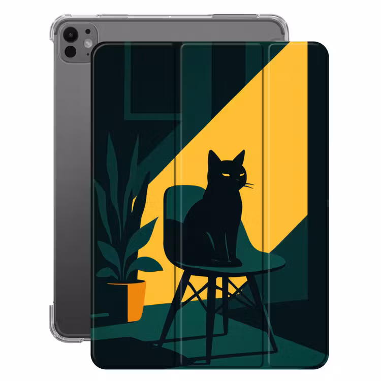 iPad-Hülle - Schwarze Katze - Geheimnisvoll - Gelbe Tranche — 1
