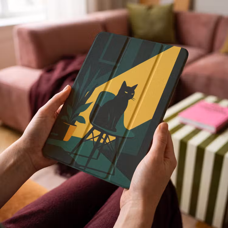 iPad-Hülle - Schwarze Katze - Geheimnisvoll - Gelbe Tranche — 4