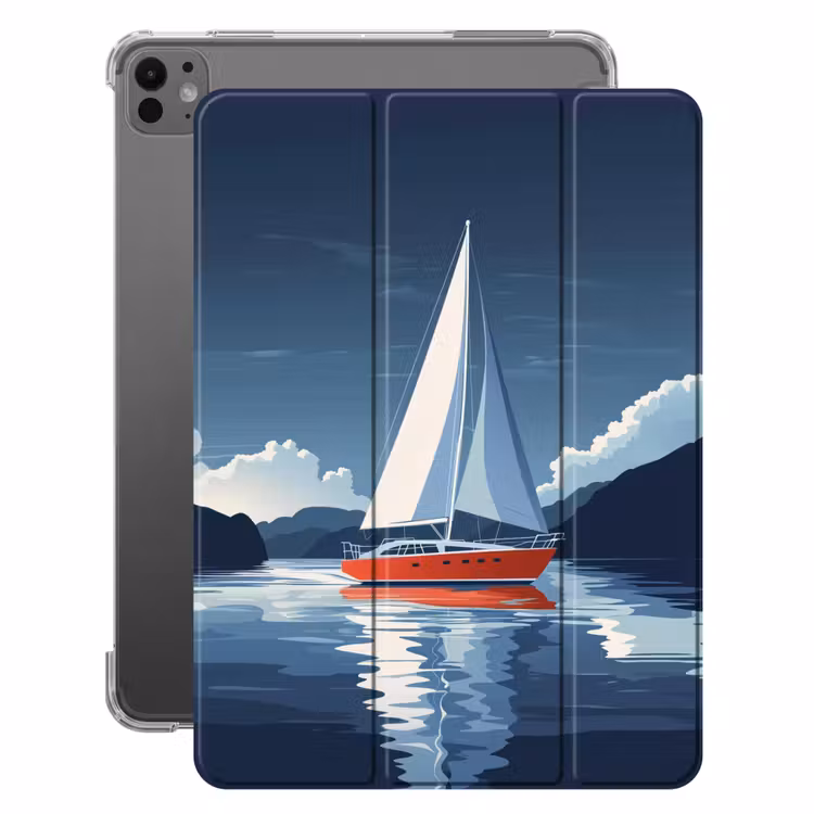 iPad-Hülle - Segelboot - Dunkle Berge - Stille — 1