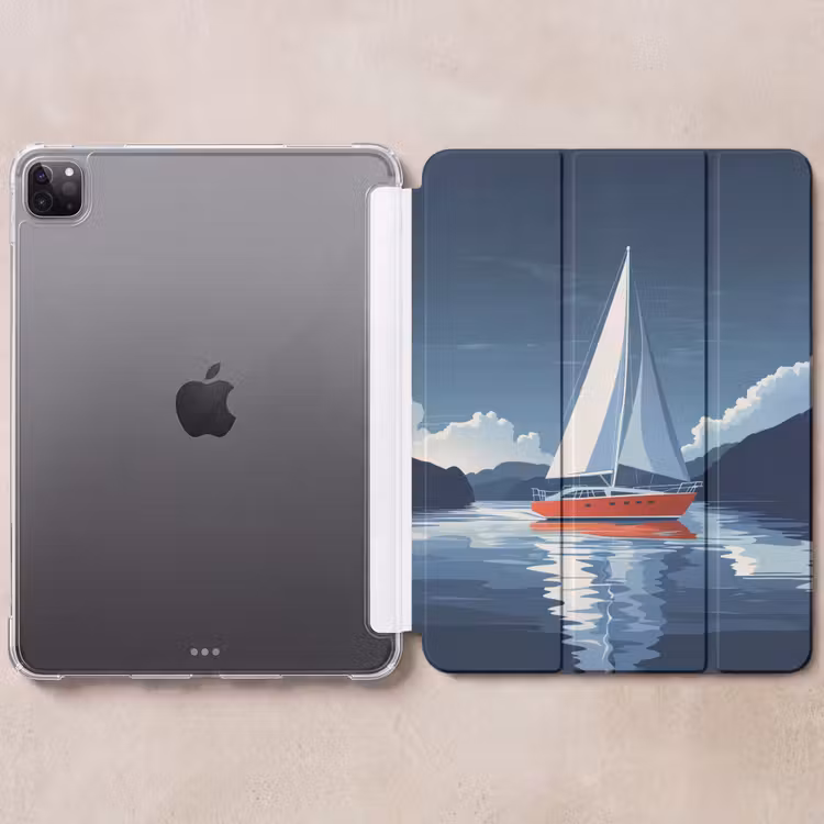 iPad-Hülle - Segelboot - Dunkle Berge - Stille — 6