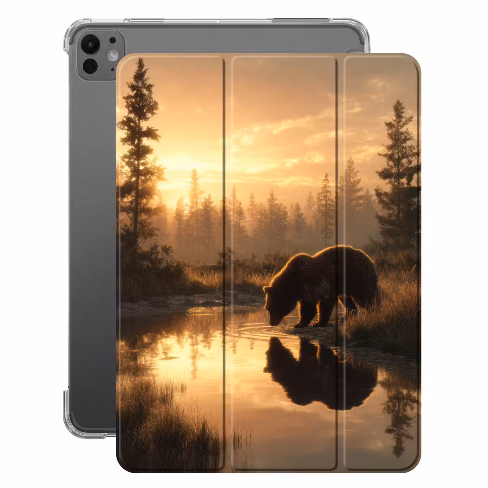 iPad-Hülle - Bär - Wasser - Wald - Morgenlicht — 1