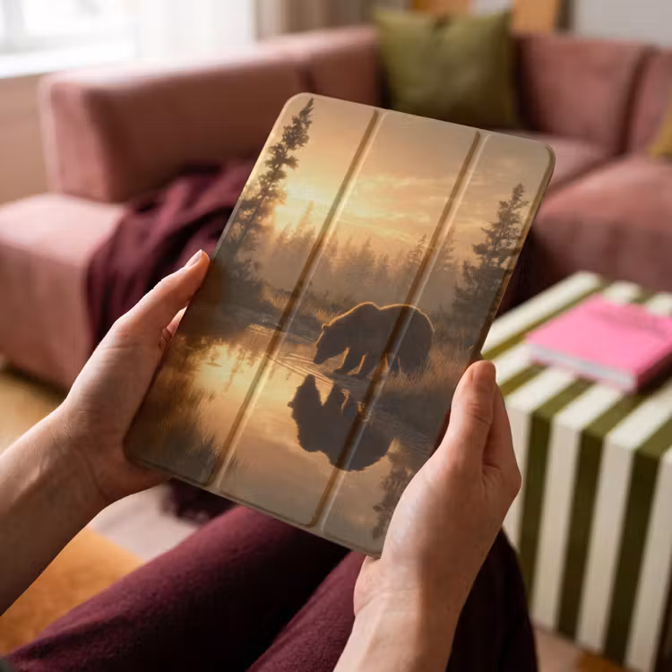 iPad-Hülle - Bär - Wasser - Wald - Morgenlicht — 4