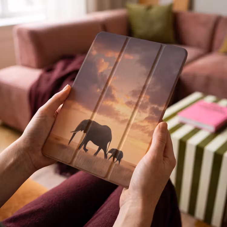 iPad-Hülle - Elefanten - Grasland - Sonnenuntergang — 4