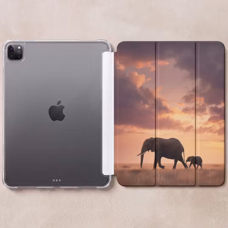 iPad-Hülle - Elefanten - Grasland - Sonnenuntergang — 6
