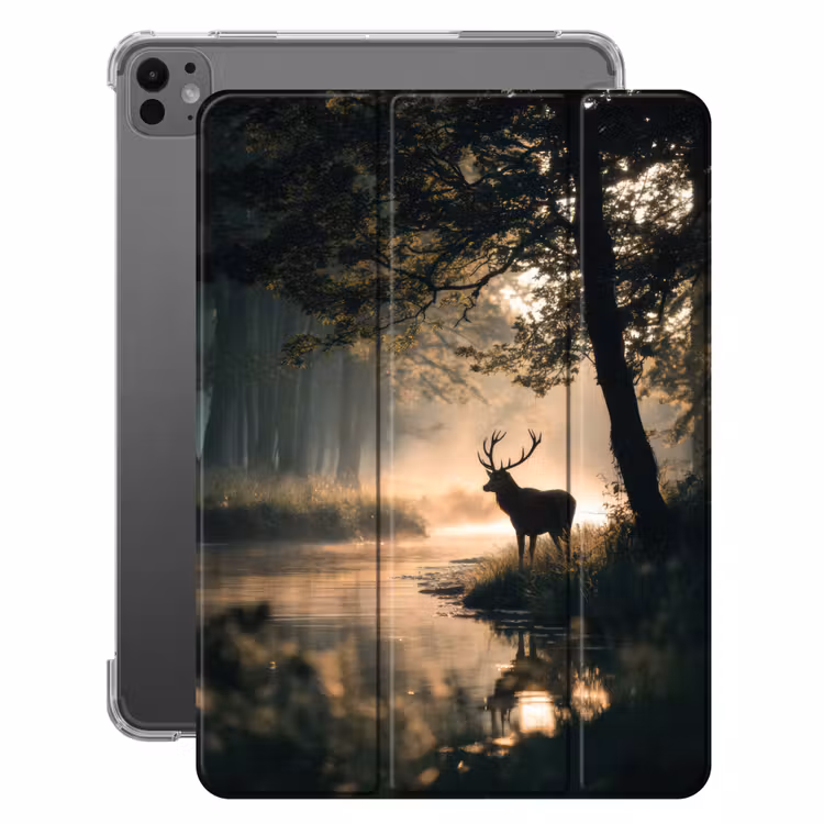 iPad-Hülle - Hirsche - Waldbach - Mystisch — 1