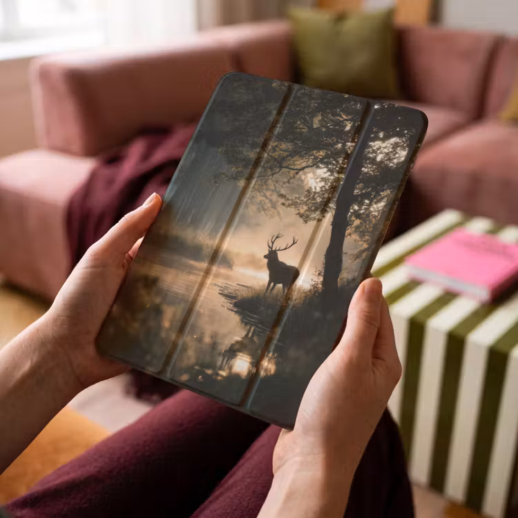 iPad-Hülle - Hirsche - Waldbach - Mystisch — 4