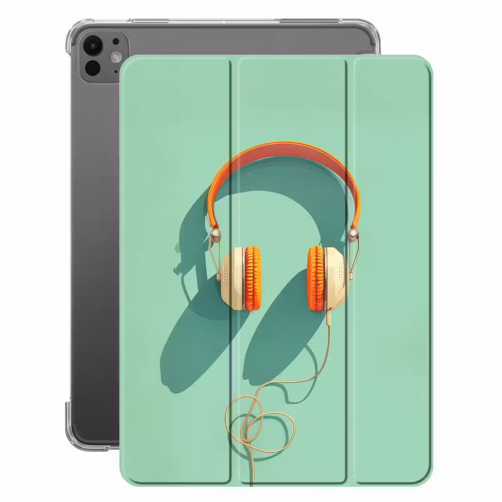 iPad-Hülle - Kopfhörer - Orange - Kabel - Minimalistisch — 1