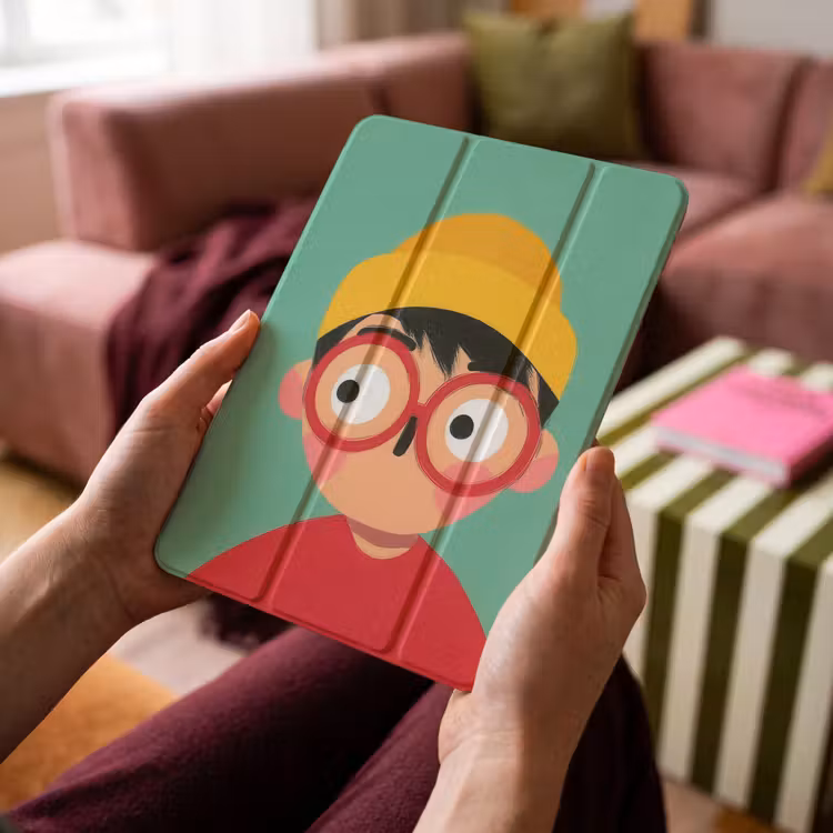iPad-Hülle - Junge - Cartoon - Brille - Hut — 4
