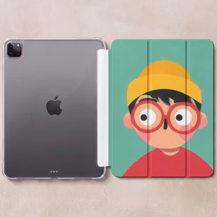 iPad-Hülle - Junge - Cartoon - Brille - Hut — 6