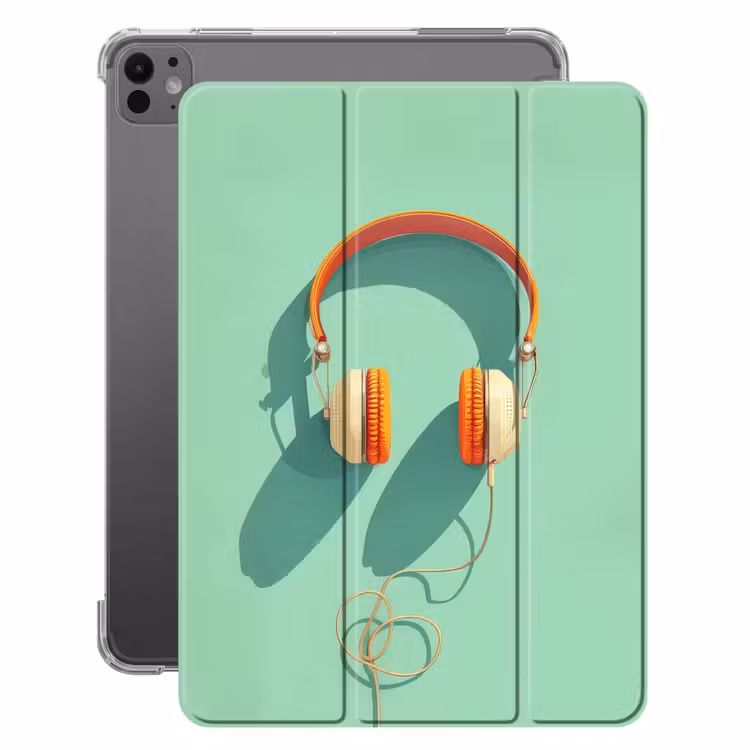 iPad-Hülle - Kopfhörer - Orange - Kabel - Minimalistisch — 1