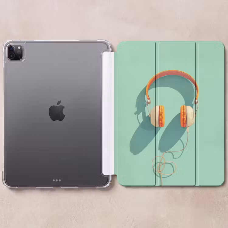 iPad-Hülle - Kopfhörer - Orange - Kabel - Minimalistisch — 6