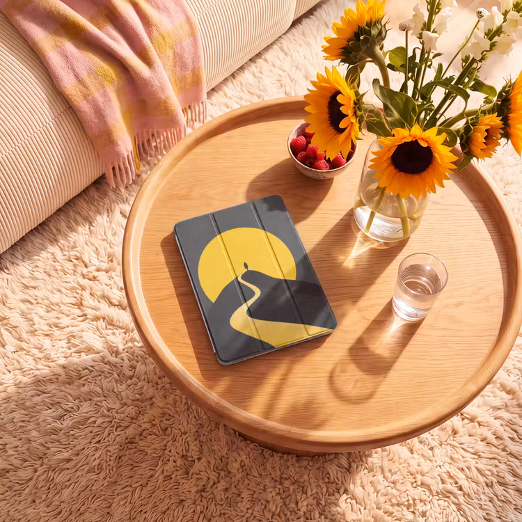 iPad-Hülle - Sonne - Hügel - Weg - Gelb — 2