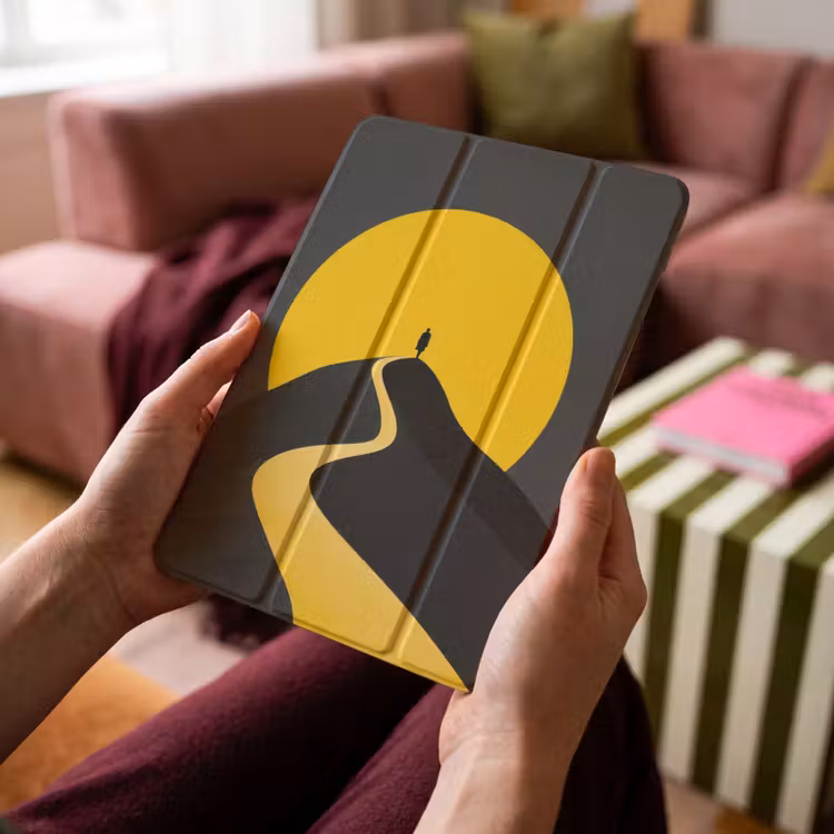 iPad-Hülle - Sonne - Hügel - Weg - Gelb — 4
