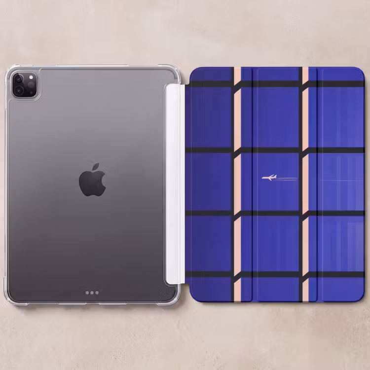 iPad-Hülle - Flugzeug - Kariert - Blau - Rechteckig — 6