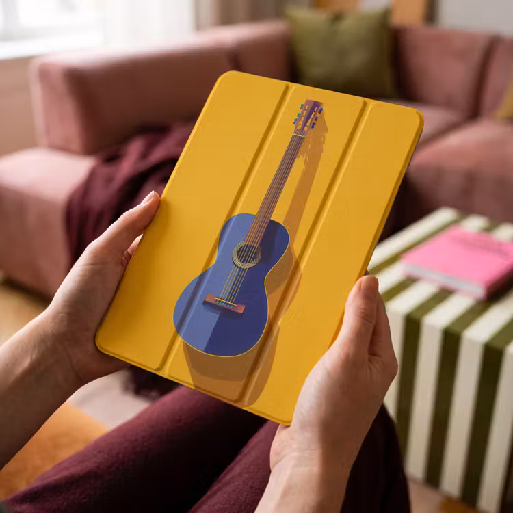 iPad-Hülle - Gitarre - Akustisch - Minimalistisch - Gelb — 4