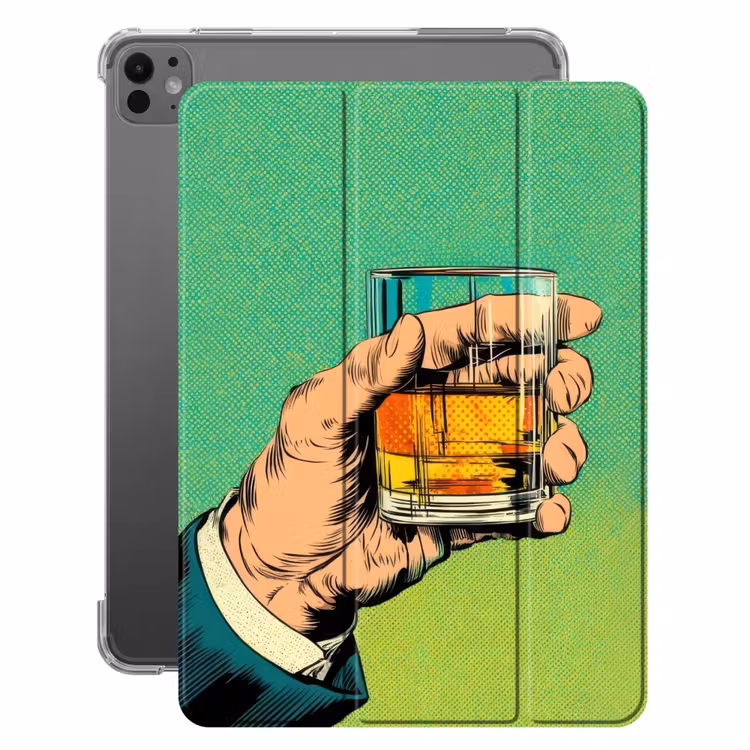 iPad-Hülle - Whisky - Glas - Hand - Grün — 1