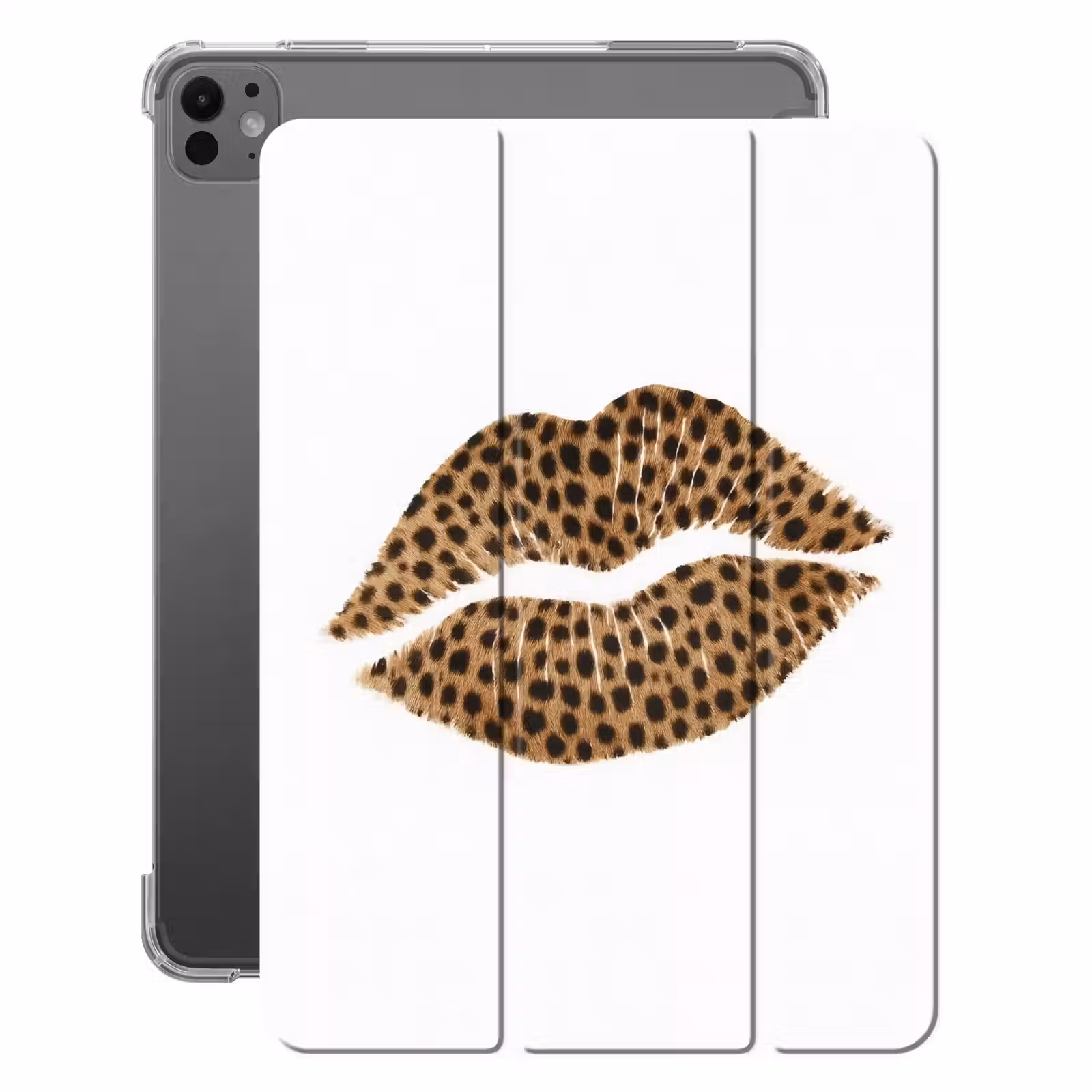 iPad-Hülle - Lippe - Pantherdruck - Minimalistisch - Weiß — 1