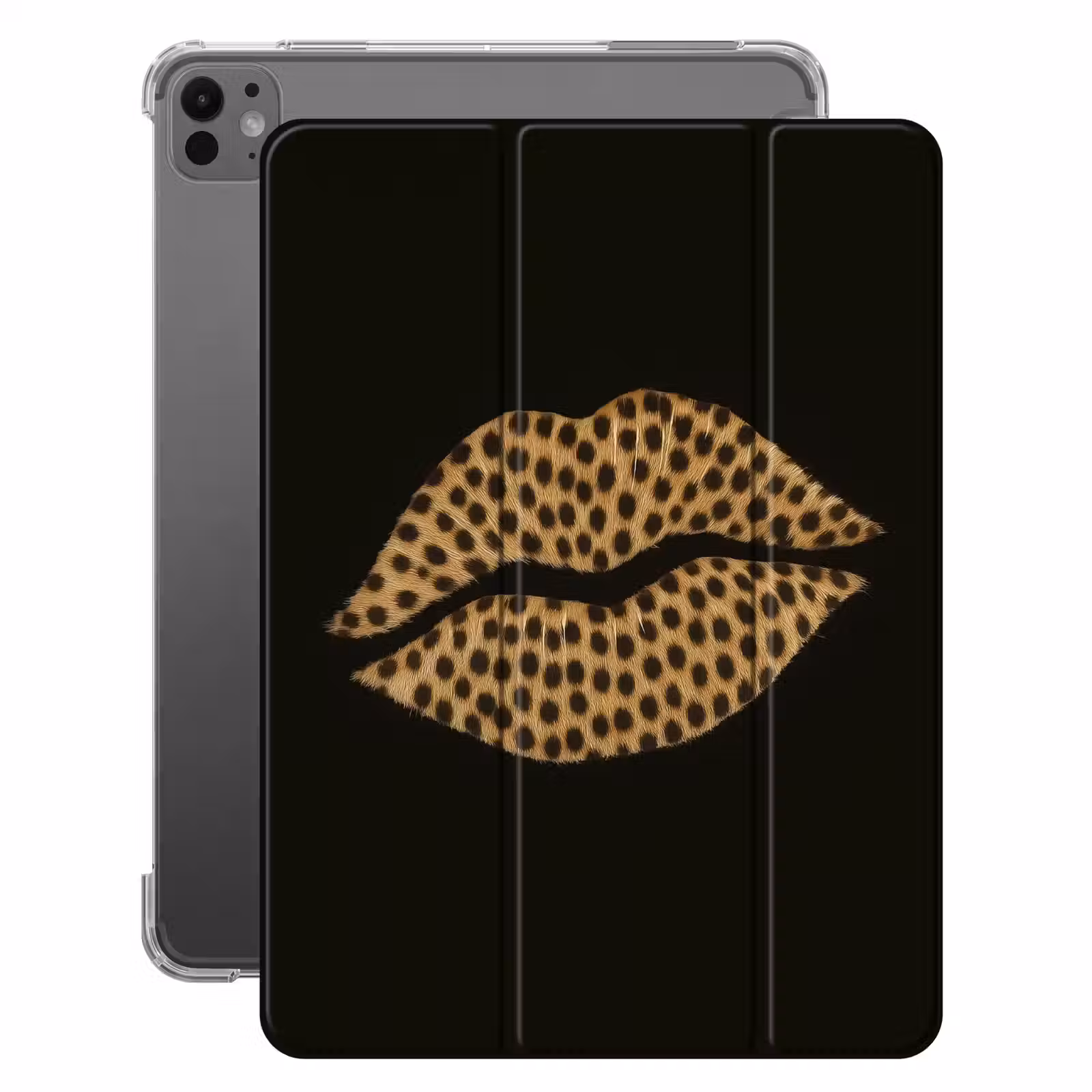 iPad-Hülle - Lippen - Schwarz - Pantherdruck — 1