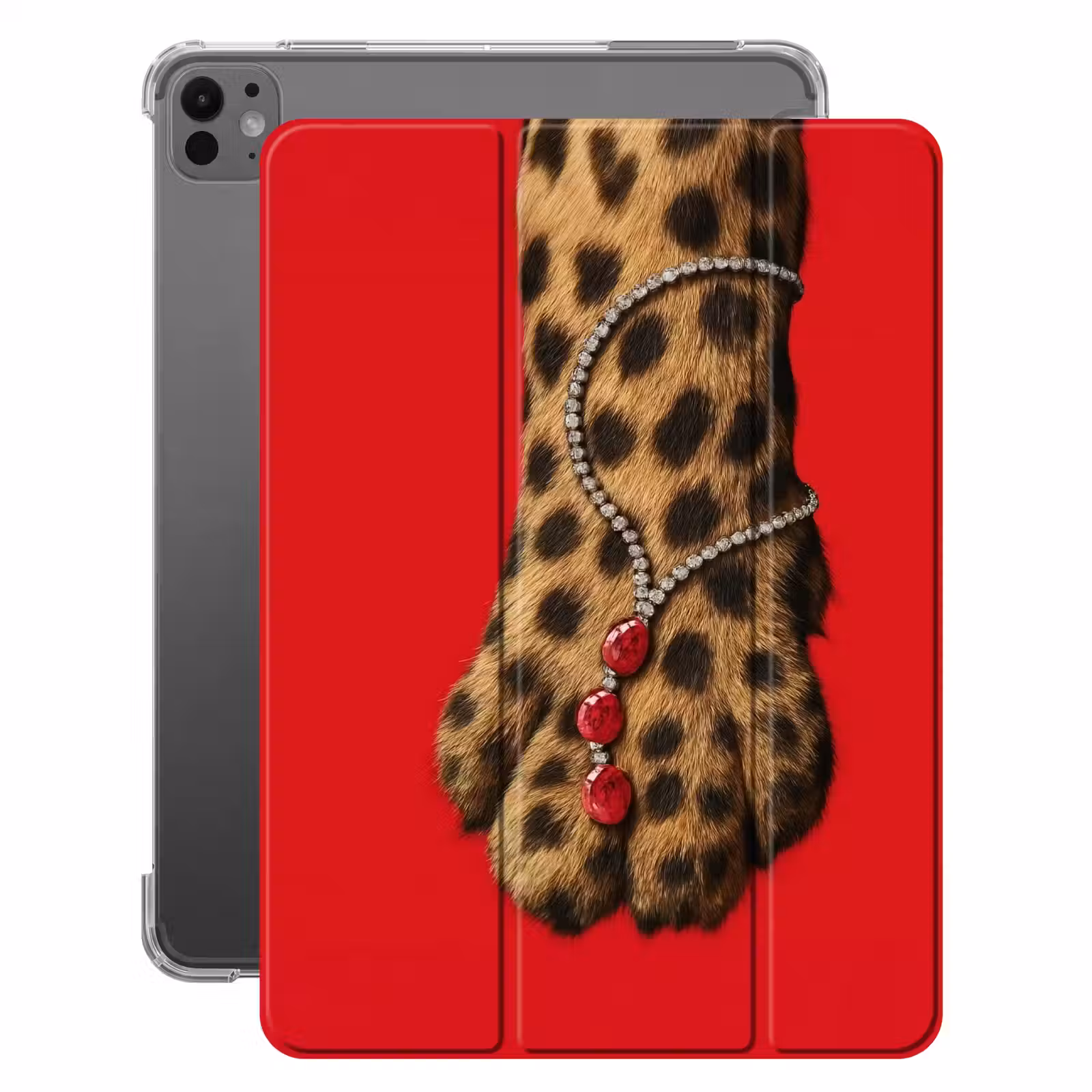 iPad-Hülle - Pfote - Leopard - Kette - Edelsteine — 1
