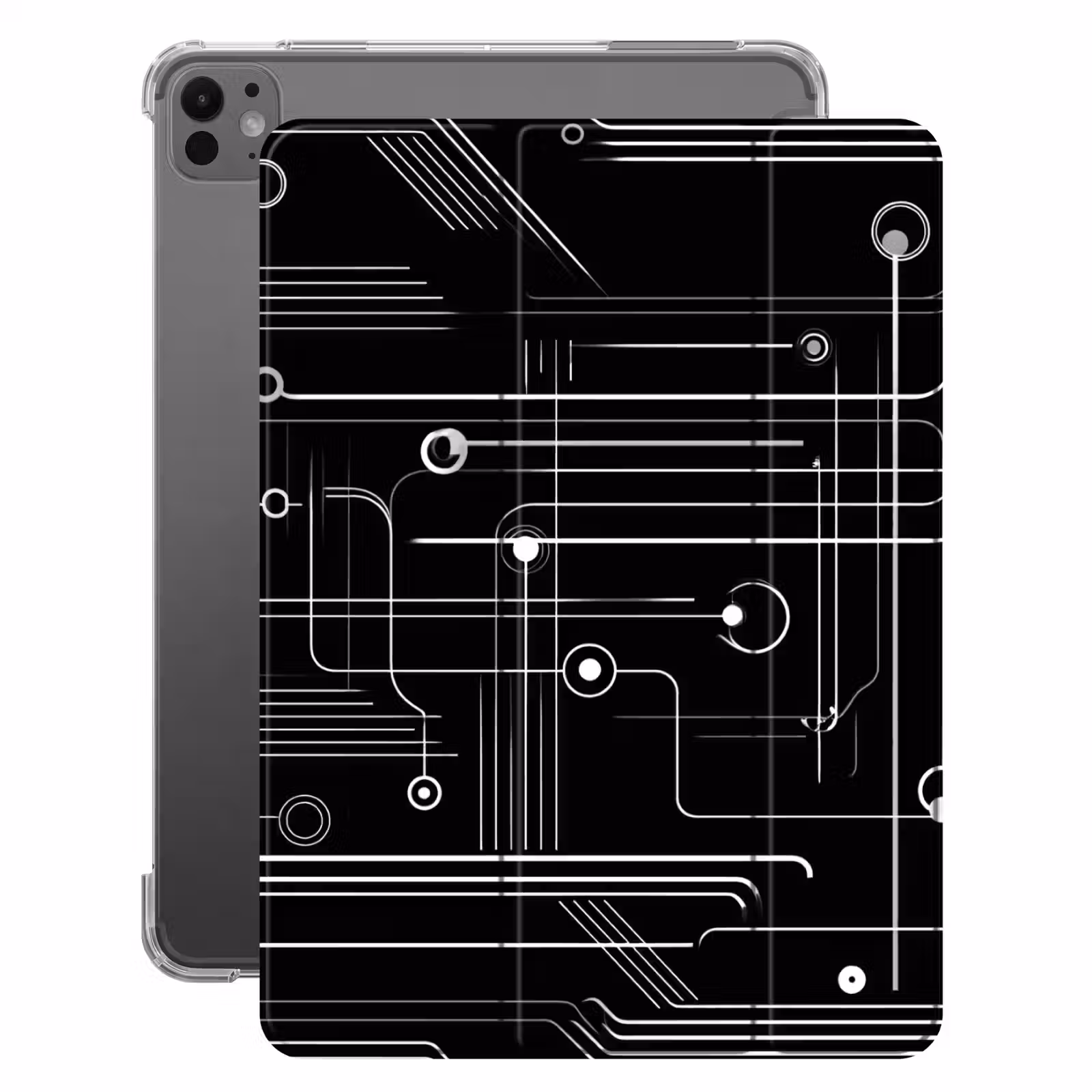 iPad-Hülle - Spiele - Abstrakt - Linien - Kreise - Schwarz — 1