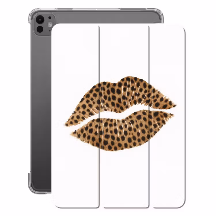 iPad-Hülle - Lippe - Pantherdruck - Minimalistisch - Weiß — 1