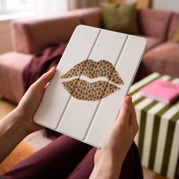 iPad-Hülle - Lippe - Pantherdruck - Minimalistisch - Weiß — 4