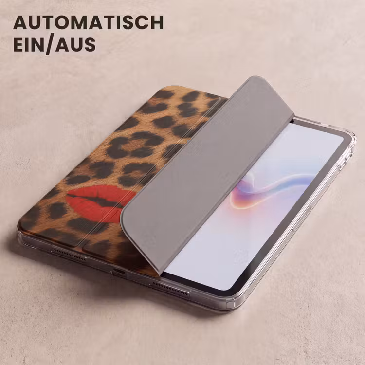 iPad-Hülle - Lippen - Drei - Rot - Pantherdruck — 5