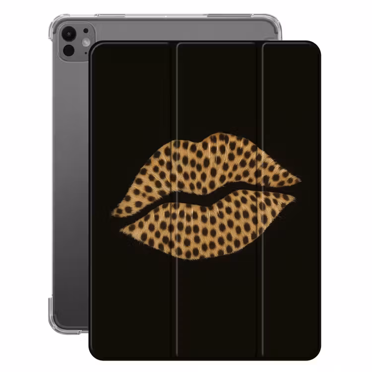 iPad-Hülle - Lippen - Schwarz - Pantherdruck — 1