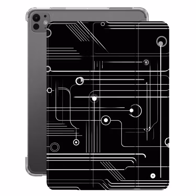 iPad-Hülle - Spiele - Abstrakt - Linien - Kreise - Schwarz — 1