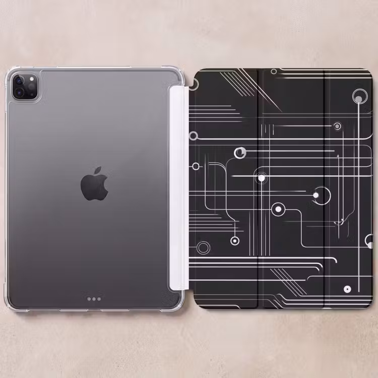 iPad-Hülle - Spiele - Abstrakt - Linien - Kreise - Schwarz — 6