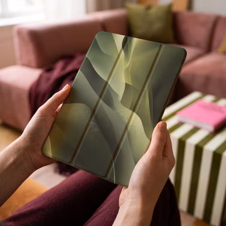 iPad-Hülle - Spiele - Wellen - Abstrakt - Hügel - Grün — 4