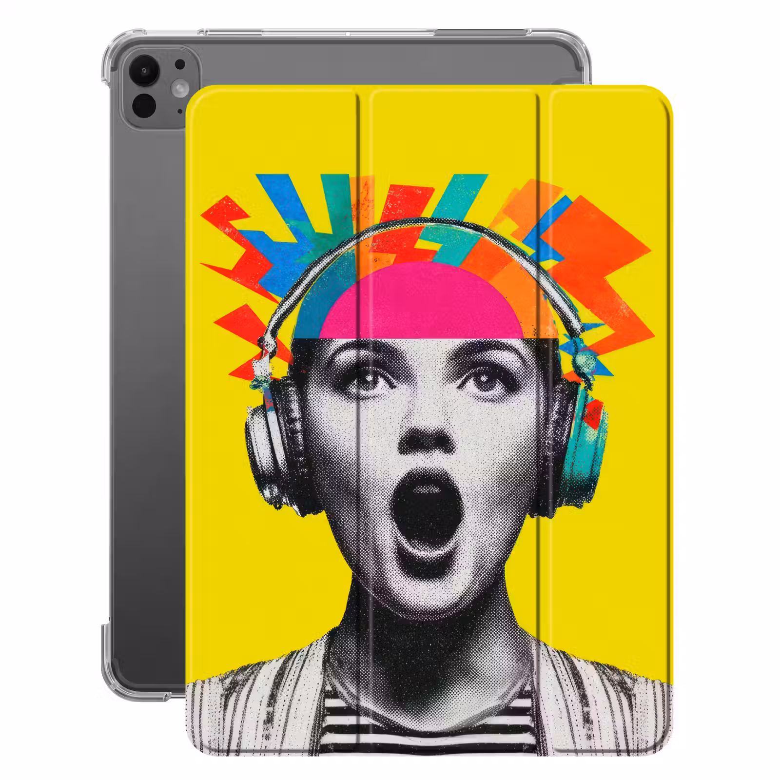 iPad-Hülle - Frau - Kopfhörer - Gelb — 1