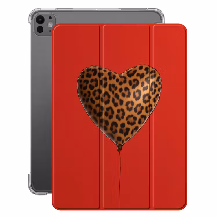 iPad-Hülle - Ballon - Herzform - Rot - Panther-Muster — 1